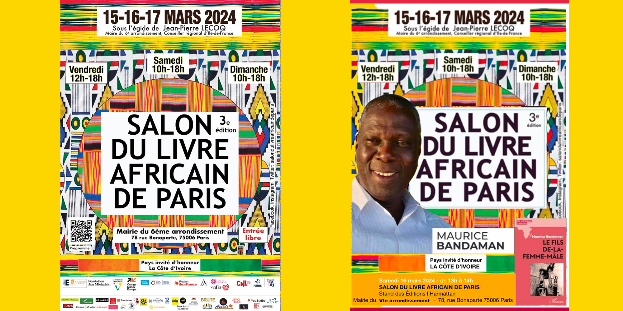 Agenda Paris, 15 au 17 mars 2024 – La Côte d’Ivoire avec son ambassadeur-écrivain Maurice Bandaman, invitée d’honneur du IIIe Salon du Livre Africain de Paris